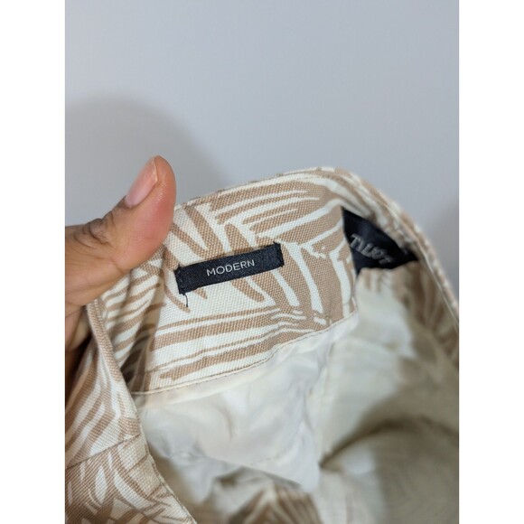 Talbots Womens Tan Tropical Mid Rise Cropped Pants Sz 2 Resortwear Casual Mature - Picture 4 of 10